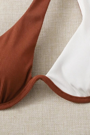 Four colors contrast color spliced padded underwire one-shoulder sexy classic two-piece bikini