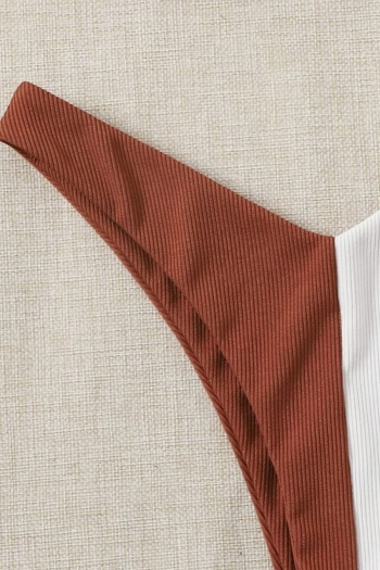 Four colors contrast color spliced padded underwire one-shoulder sexy classic two-piece bikini