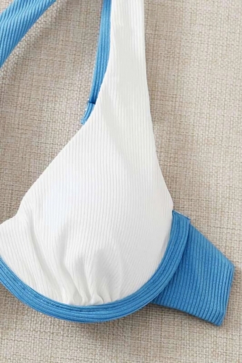 Four colors contrast color spliced padded underwire one-shoulder sexy classic two-piece bikini