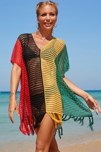 new rainbow see through knitted tassel sexy beach cover-ups 2# (without swimsuit)