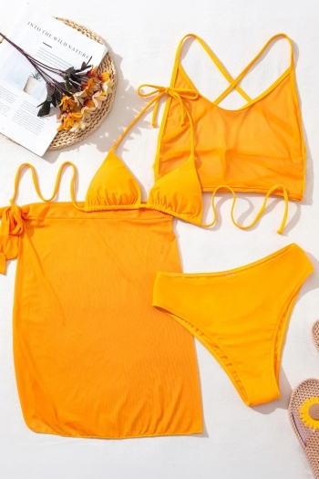 pure color padded sexy four-piece swimsuit