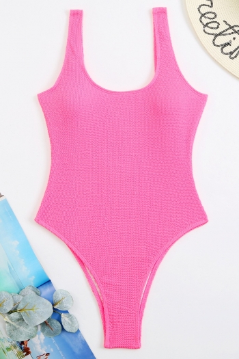 pure color texture padded backless sexy minimalist one-piece swimwear