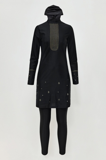 muslim style sequin decor unpadded stylish convative high quality three-piece burkini