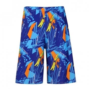 men new tropical style printing stretch tie-waist with lining stylish surfing fast dry over knee beach shorts 1# (65 kg~100 kg wearable)