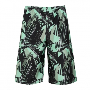 men new tropical style printing stretch tie-waist with lining stylish surfing fast dry over knee beach shorts 3# (65 kg~100 kg wearable)