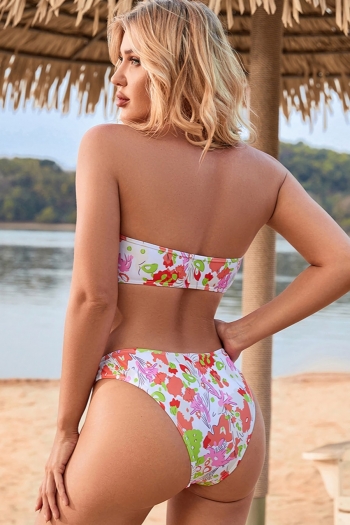 New batch printing padded hollow lace-up backless sexy two-piece bikini