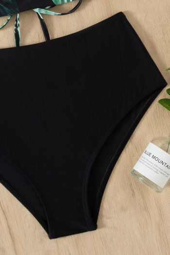 New three colors leaf batch printing padded high waist sling self-tie sexy two-piece swimwear