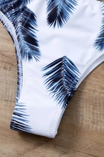New palm leaf batch printing padded halter-neck knot sexy two-piece bikini