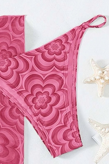 New batch printing padded halter-neck triangle sexy two-piece bikini with mesh beach skirt