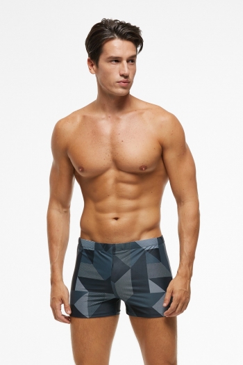 xs-xl men new geometric pattern printing stretch padded tie-waist flat angle stylish fast dry swim trunks