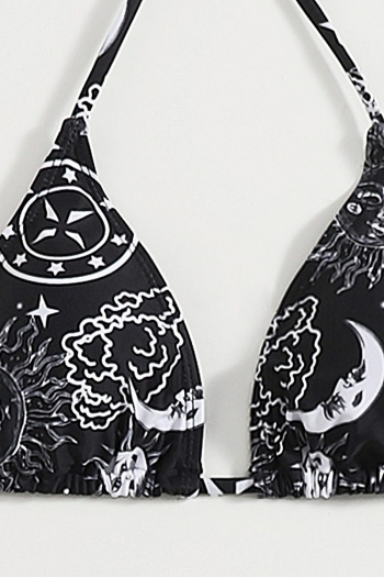 New digital batch printing padded halter-neck self-tie triangle sexy two-piece bikini