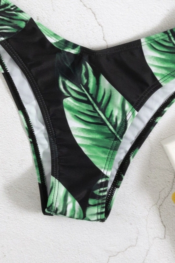 New leaf batch printing padded underwire one-shoulder metal-buckle sexy two-piece swimsuit