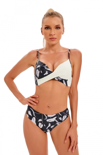 New plus size batch printing patchwork padded adjustable straps kink design sexy two-piece swimwear
