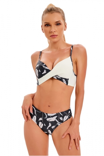 New plus size batch printing patchwork padded adjustable straps kink design sexy two-piece swimwear