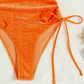 New orange padded drawstring side sexy one-piece bikini