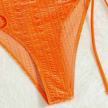 New orange padded drawstring side sexy one-piece bikini