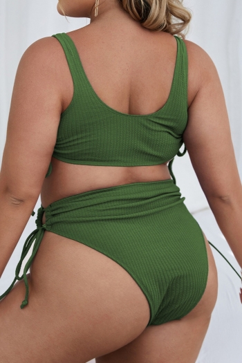 L-4XL plus size padded solid color drawstring hollow sling backless sexy two-piece swimsuit