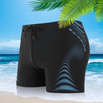 2xl-4xl men new letter fixed printing stretch tie-waist stylish swim bottoms 1#