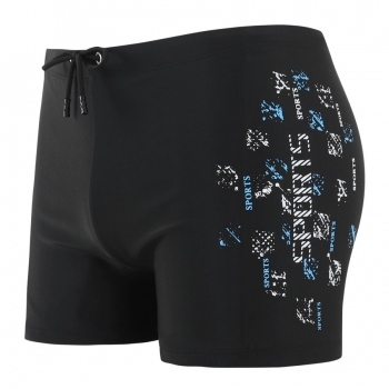 2xl-4xl men new letter fixed printing stretch tie-waist stylish swim bottoms 3#
