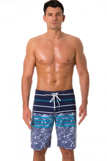 s-5xl men new stripe tie-dye printing patchwork inelastic fast dry tie-waist velcro pocket eyelets stylish surfing beach shorts