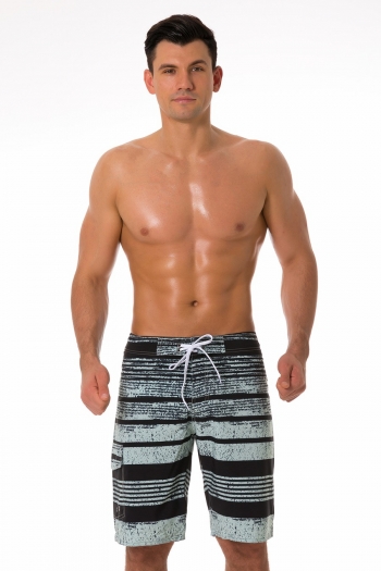 s-5xl men new stripe printing patchwork inelastic fast dry tie-waist velcro pocket eyelets stylish surfing beach shorts