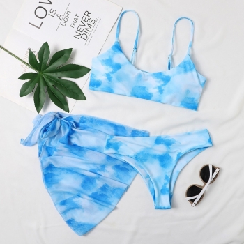 new padded tie-dyed 4 colors adjustable straps sexy two-piece bikini with beach skirt