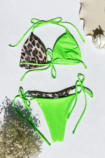 New 8 colors leopard spliced padded halter-neck self-tie triangle sexy classic two-piece bikini