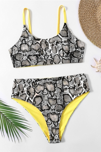 l-4xl plus size new snake batch printing padded double shoulder straps stylish sexy two-piece swimsuit