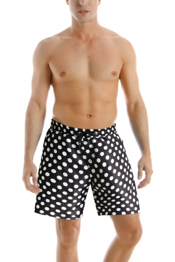 dad parent-child polka dot batch printing quick dray wasit-tie stylish beach surfing swim shorts