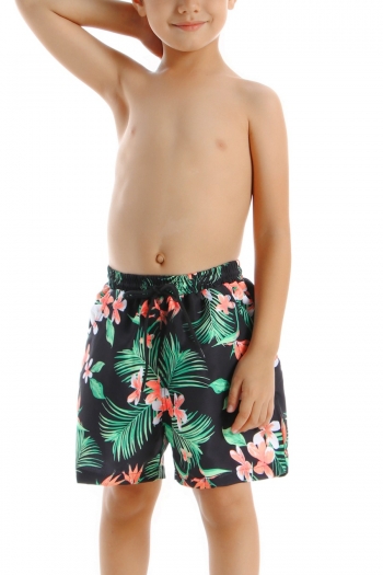 s-3xl kid new floral & leaf batch printing quick dry waist-tie pockets cute swim shorts