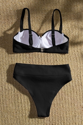 New two colors solid color padded underwire high waist adjustable buckle design sexy two-piece swimwear