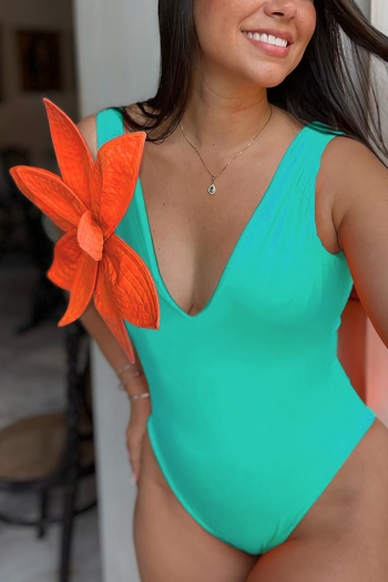 new flower-shaped spliced padded deep v backless sexy high quality one-piece swimwear