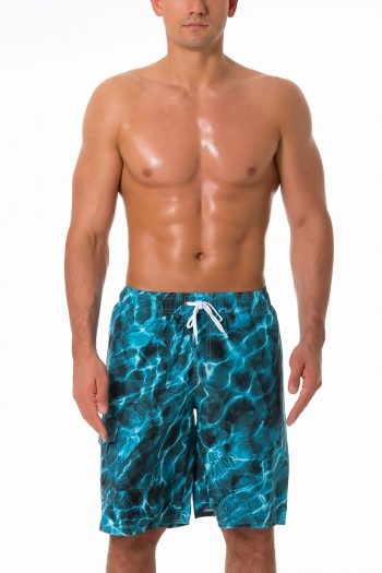 men new plus size batch printing inelastic tie-waist pocket stylish quick dry surfing beach shorts with mesh lining