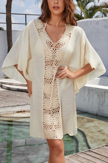 new cutout crochet patchwork v-neck sexy beach dress cover-ups (only cover-ups)