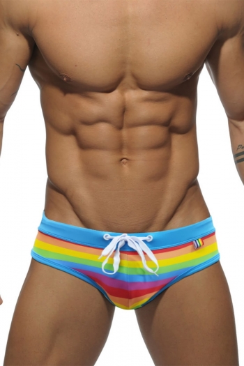 m-2xl men new contrast color stripe crotch unpadded stylish beach trunks(without lining)