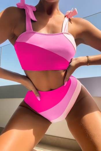 new 4 colors contrast color spliced removable padding high waist tie-shoulder sexy bikini sets