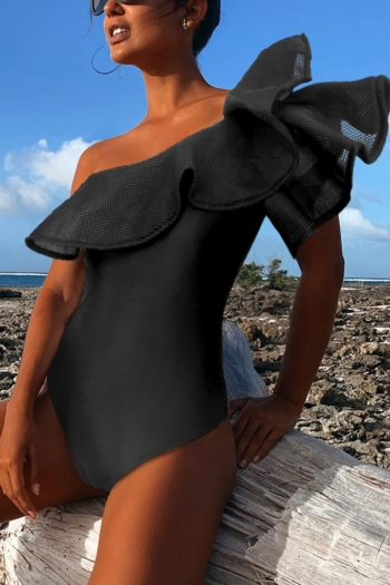 new removable padding one shoulder ruffle sexy high quality one-piece swimwear