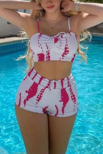 sexy batch print padded high waist lace-up tankini set(new added colors again)