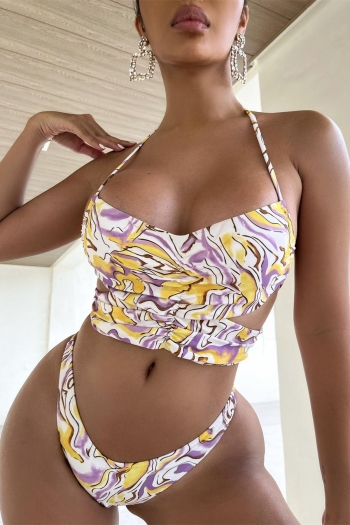 Batch printing padded backless tied sexy bikini sets
