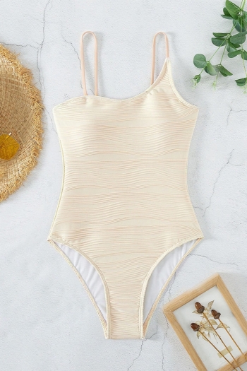 Pure color textured padded backless sling sexy one-piece swimsuit