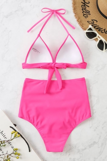 Four colors non-removable padding halter-neck tied high waist sexy bikini sets