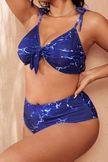 Plus size lightning printing sling lace up beach sexy three-piece bikini