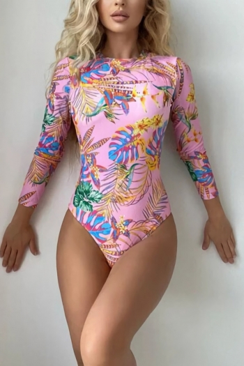 plus size plant batch printed padded backless stylish surfing one-piece swimsuit