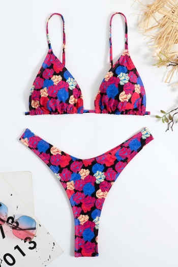 new 2 colors floral batch printing padded triangle sexy bikini sets