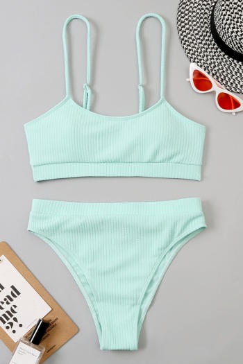 new 9 colors padded double shoulder straps high waist tankini set