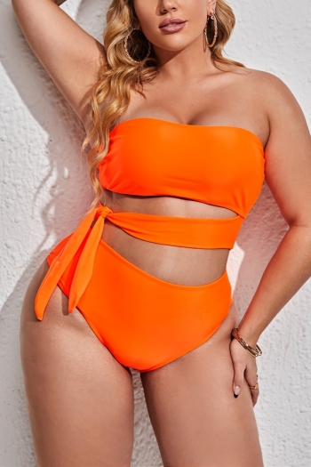 plus size padded tube design hollow tied sexy tankini sets