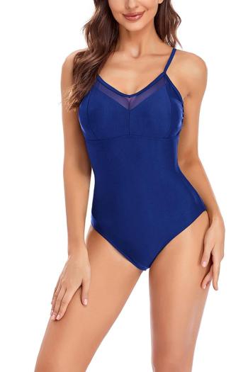 plus size mesh patchwork padded sling sexy one-piece swimsuit