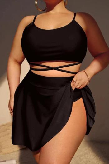 plus size padded backless sling high waist tied sexy three-piece swimsuit
