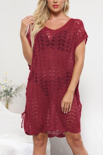 new 4 colors cut out knitted loose sexy beach dress cover-ups(no swimsuit)