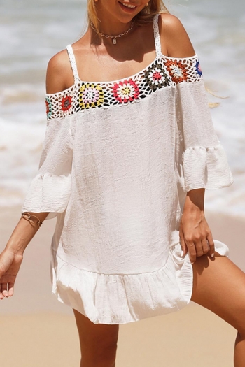 six colors cut out crochet sling stylish beach loose dress cover-ups